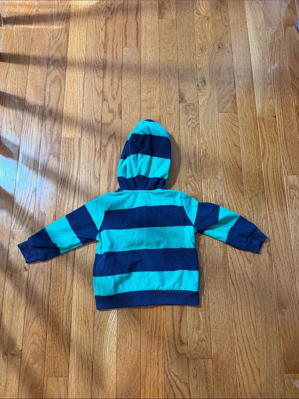 12M- Carter's Hooded Zip Sweater - Teal & Navy Stripes